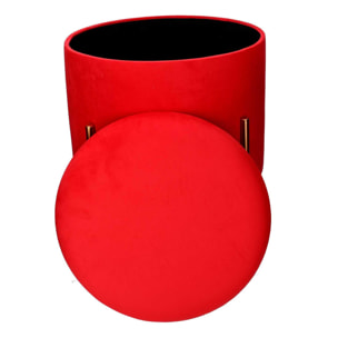 Pouf contenitore Vacchetti in tessuto rosso con gambe cm ø40h51