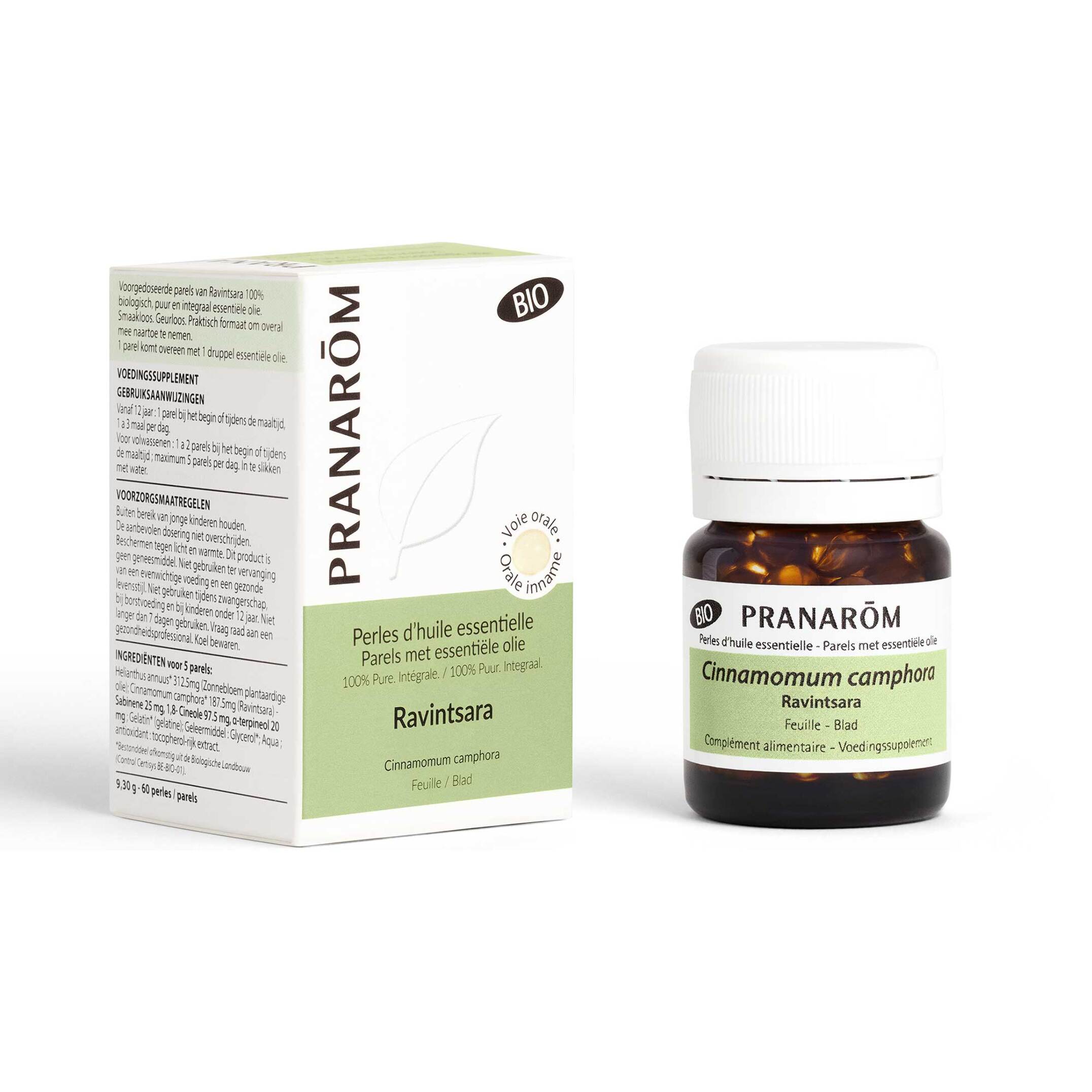 Pranarom - Perles d'Huile Essentielle de Ravintsara - Bio - 60 Perles