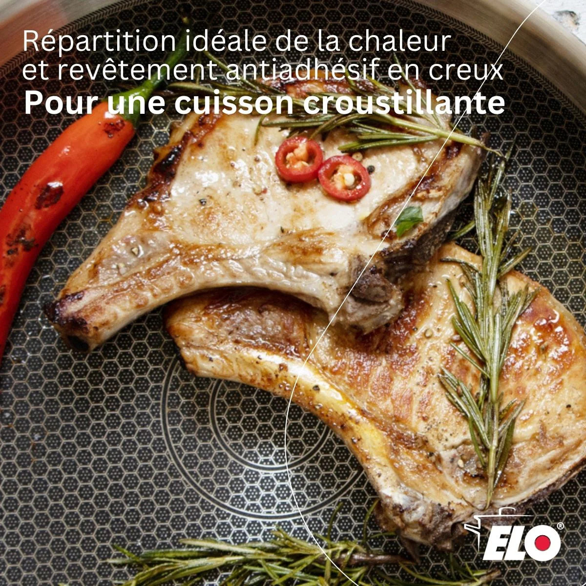 Poêle wok 30 cm en inox 18/10 Elo Relief Evolution
