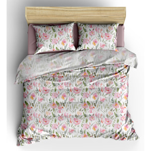 WHITE & WHITE Parure copripiumino singolo 100% cotone percalle stampato pesca