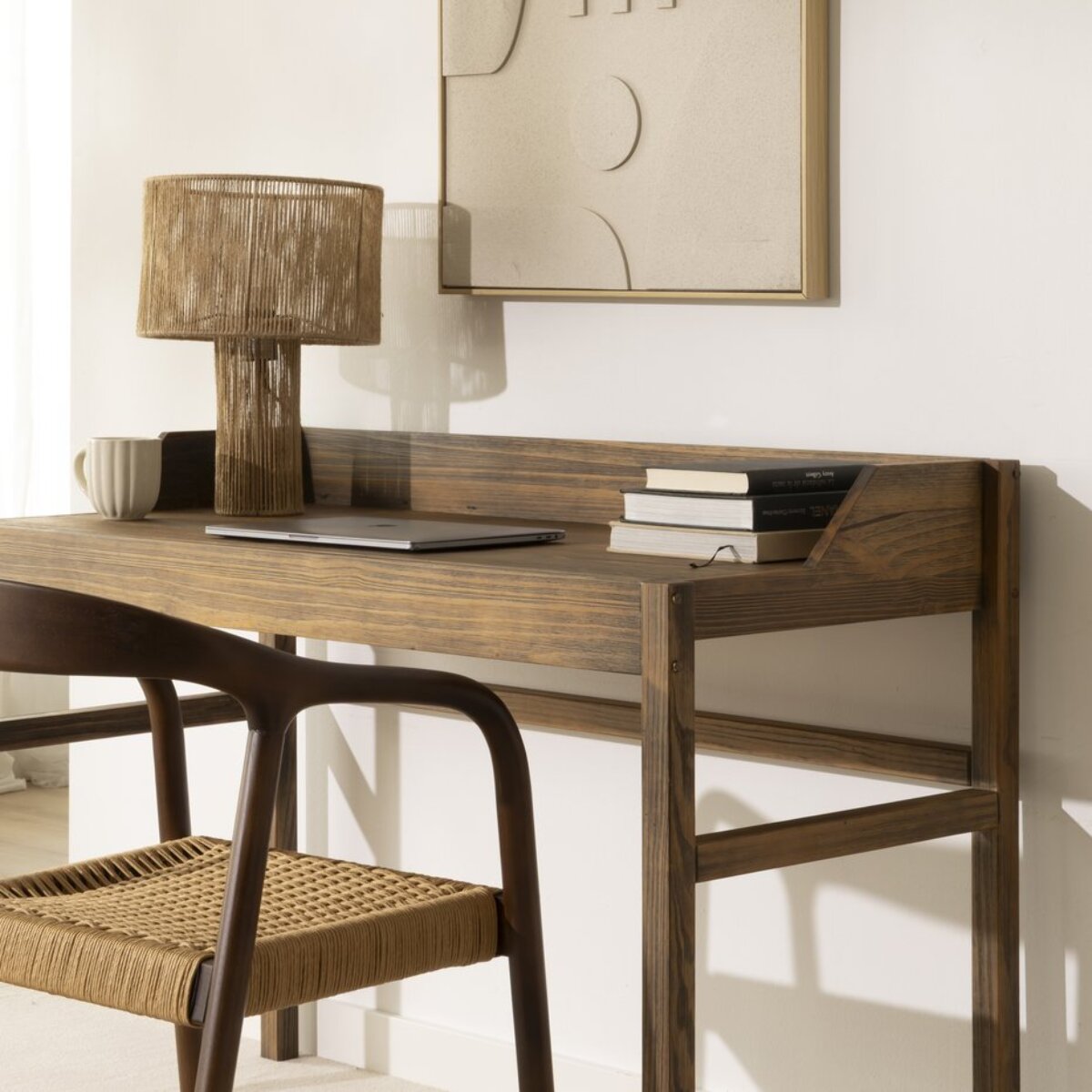 Bureau Creta -bois massif d'araucaria-couleur nogal 120 x 85 x 60 cm