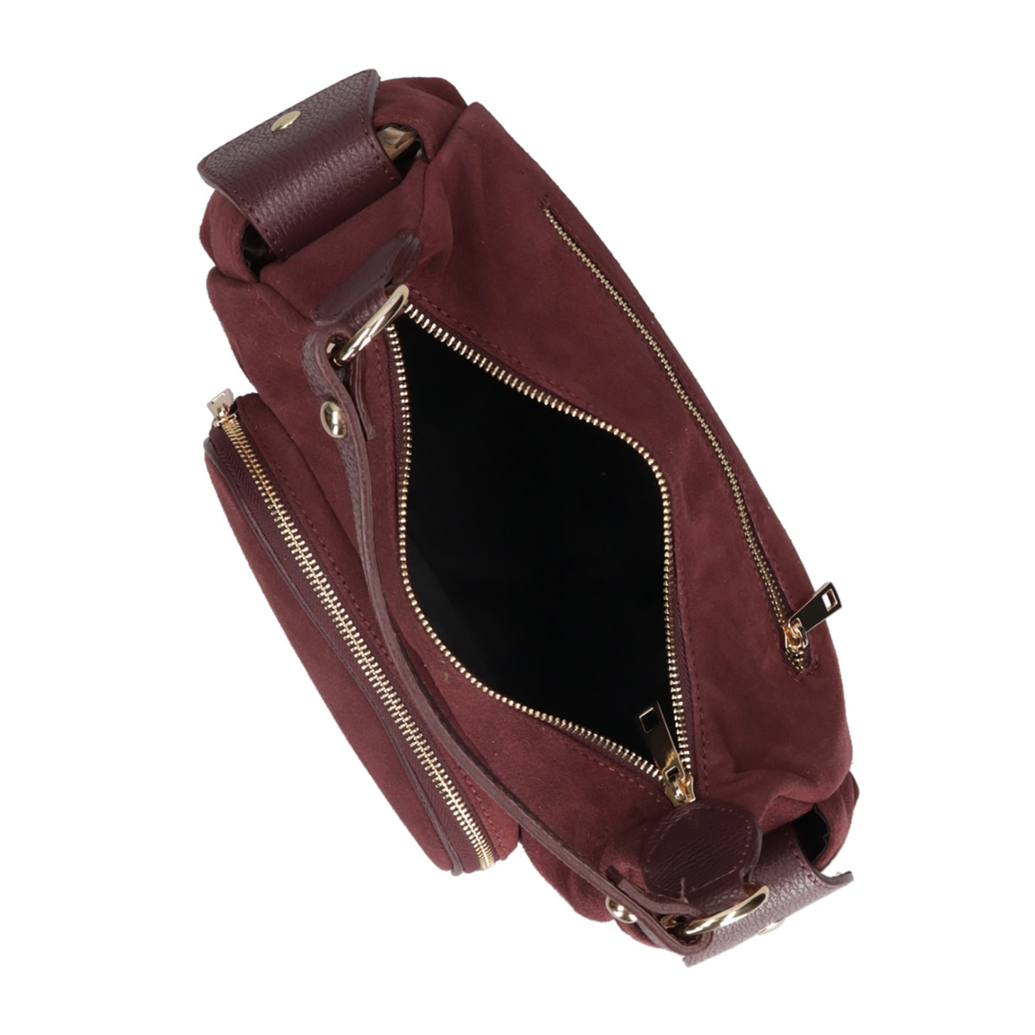 Borsa a spalla da donna Made in Italy - Modello Ardena - Pelle scamosciata - 30.0 x 17.0 x 12.0 cm