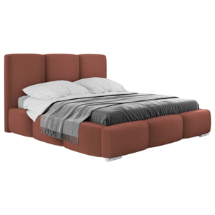 Noa - lit coffre - 140x200 cm - en velours - sommier inclus - Terracotta