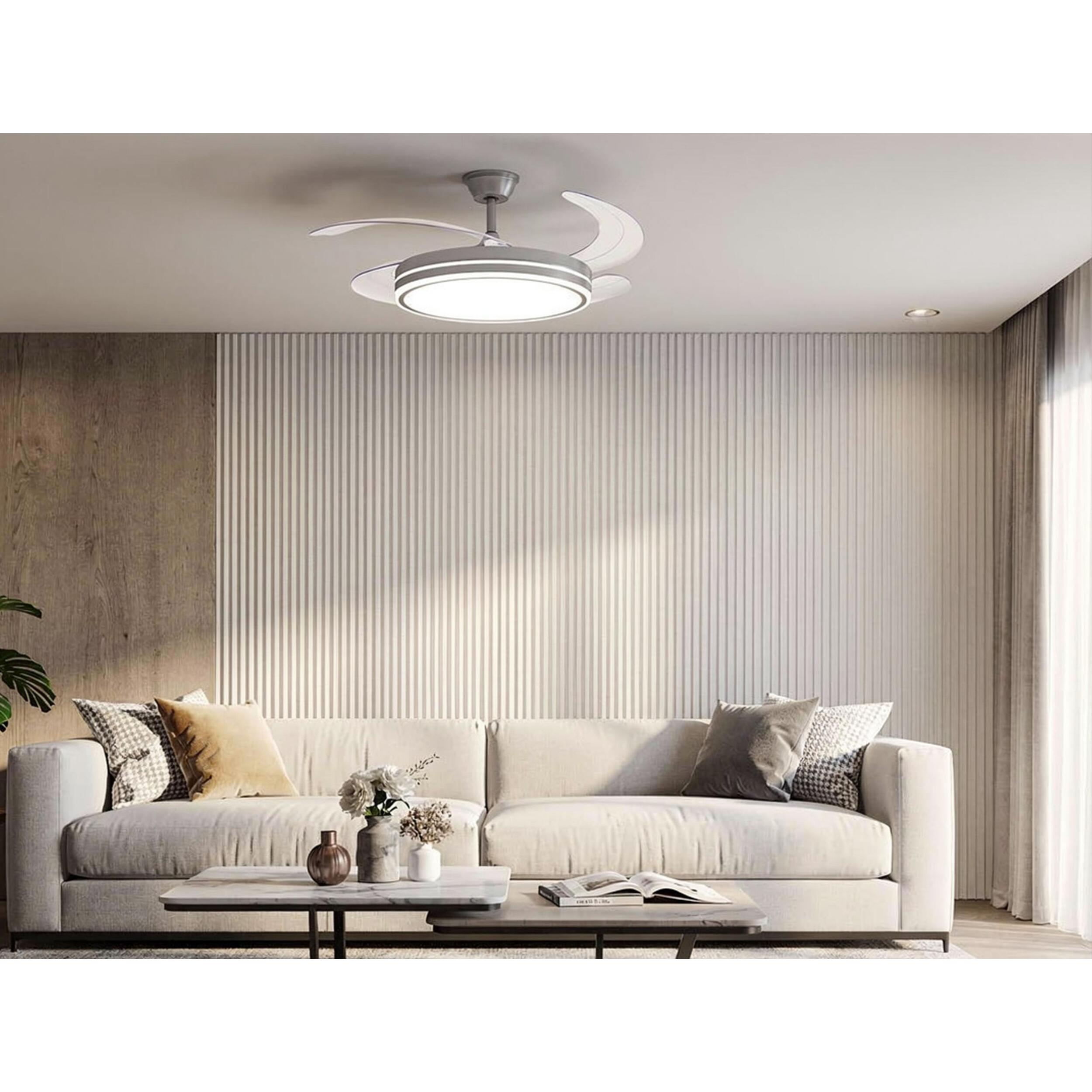 Ventilateur de plafond rétractable avec lumière LED et minuterie