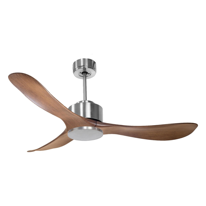 Ventilateur de plafond Réversible Lumière  Thermostat Wifi Moteur à courant continu Toits en pente Télécommande Hypersilence Mémoire Shopify Vendible (AUTOMATIQUE) 40   W argent