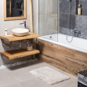 Infinitio 80x50 cm tapis de salle de bain en polyester, beige (SATDPRED02BE)