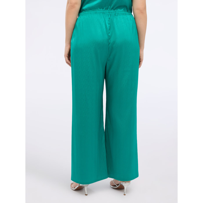 Fiorella Rubino - Pantalones palazzo de satén - Green Water