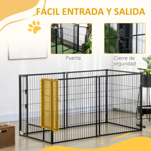 Parque para Perros de 6 Paneles Corralito para Perros Valla Metálica para Mascotas con Ancho Ajustable y Marco de Acero 82,5-150x79x81 cm Negro