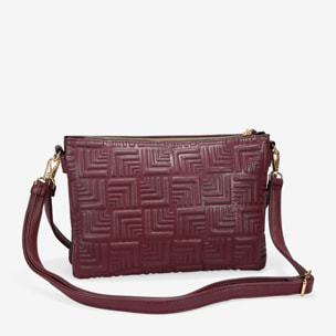 Bolso bandolera burdeos con cinturón y grabado