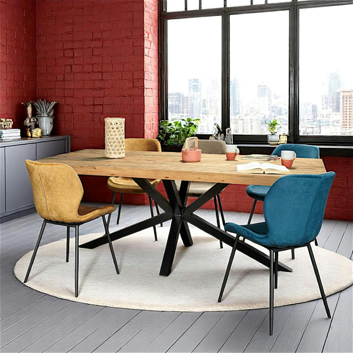 Table pied central bois recyclé 200 CANBERRA