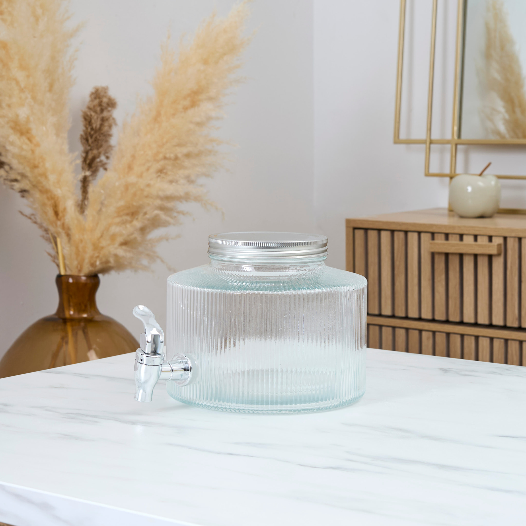 Distributeur de Boisson - HOME DECO FACTORY - Design Strié - 2L - Transparent