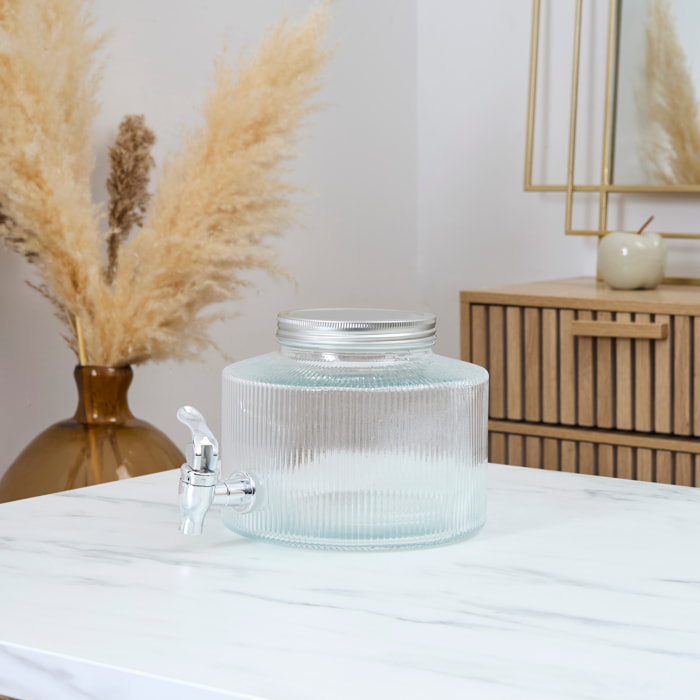 Distributeur de Boisson - HOME DECO FACTORY - Design Strié - 2L - Transparent