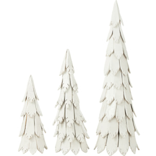 J-Line décoration Sapin Noël Pièces - bois - blanc - large