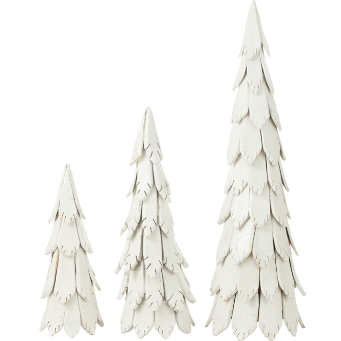 J-Line décoration Sapin Noël Pièces - bois - blanc - large