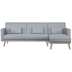 Canapé d'angle réversible et convertible 4 places en tissu gris NICE
