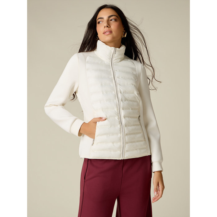 Oltre - Piumino lightweight con maniche in tessuto scuba - Bianco