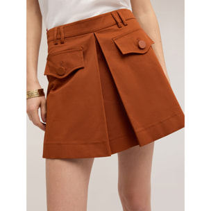 Motivi - Shorts de talle alto con pliegue de fuelle - Naranja sol