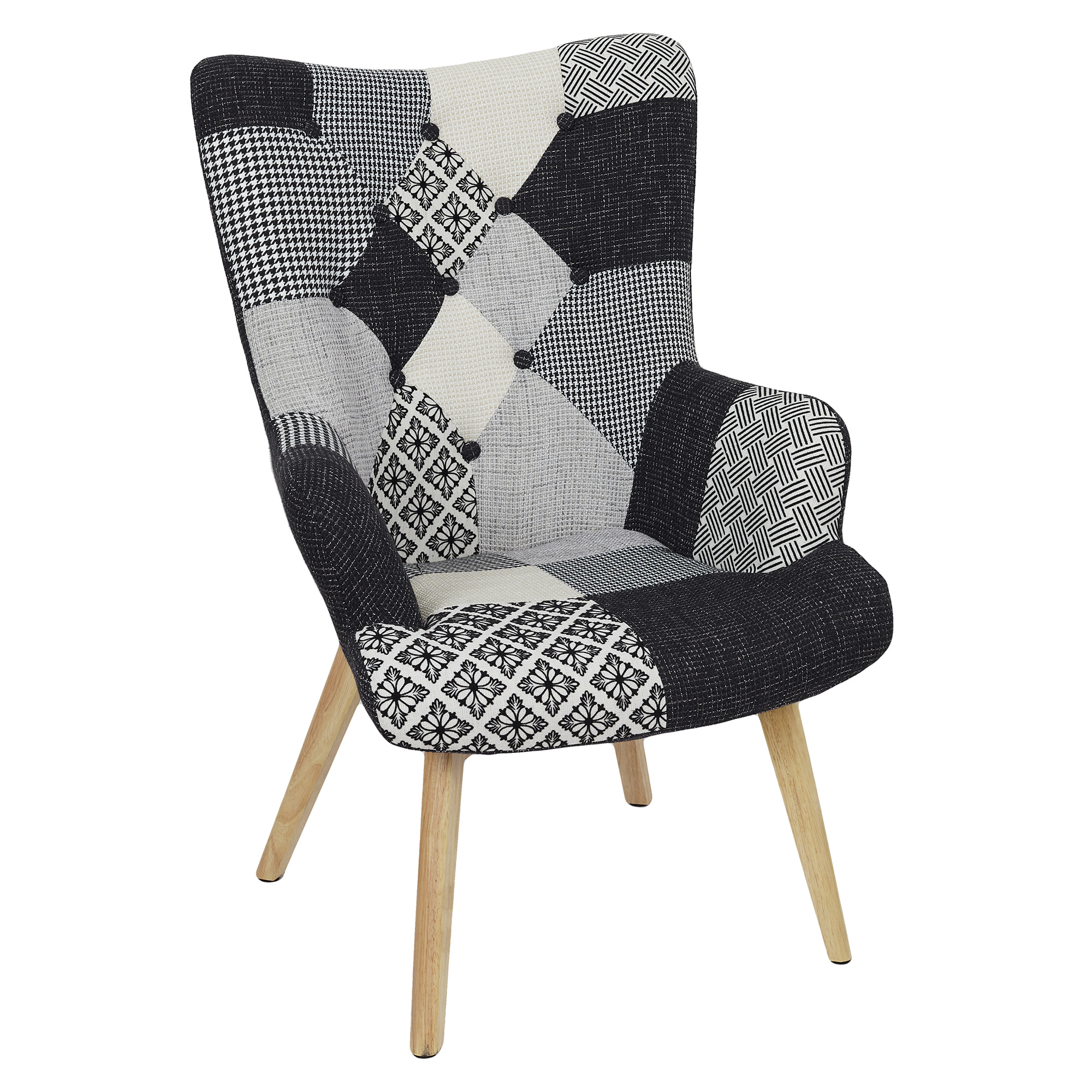 Fauteuil Helsinki Patchwork Noir Et Blanc