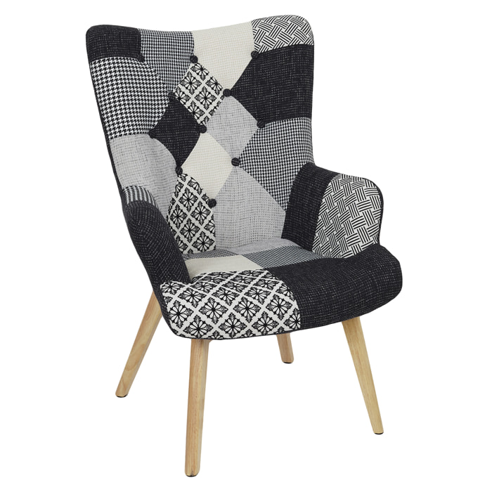 Fauteuil Helsinki Patchwork Noir Et Blanc
