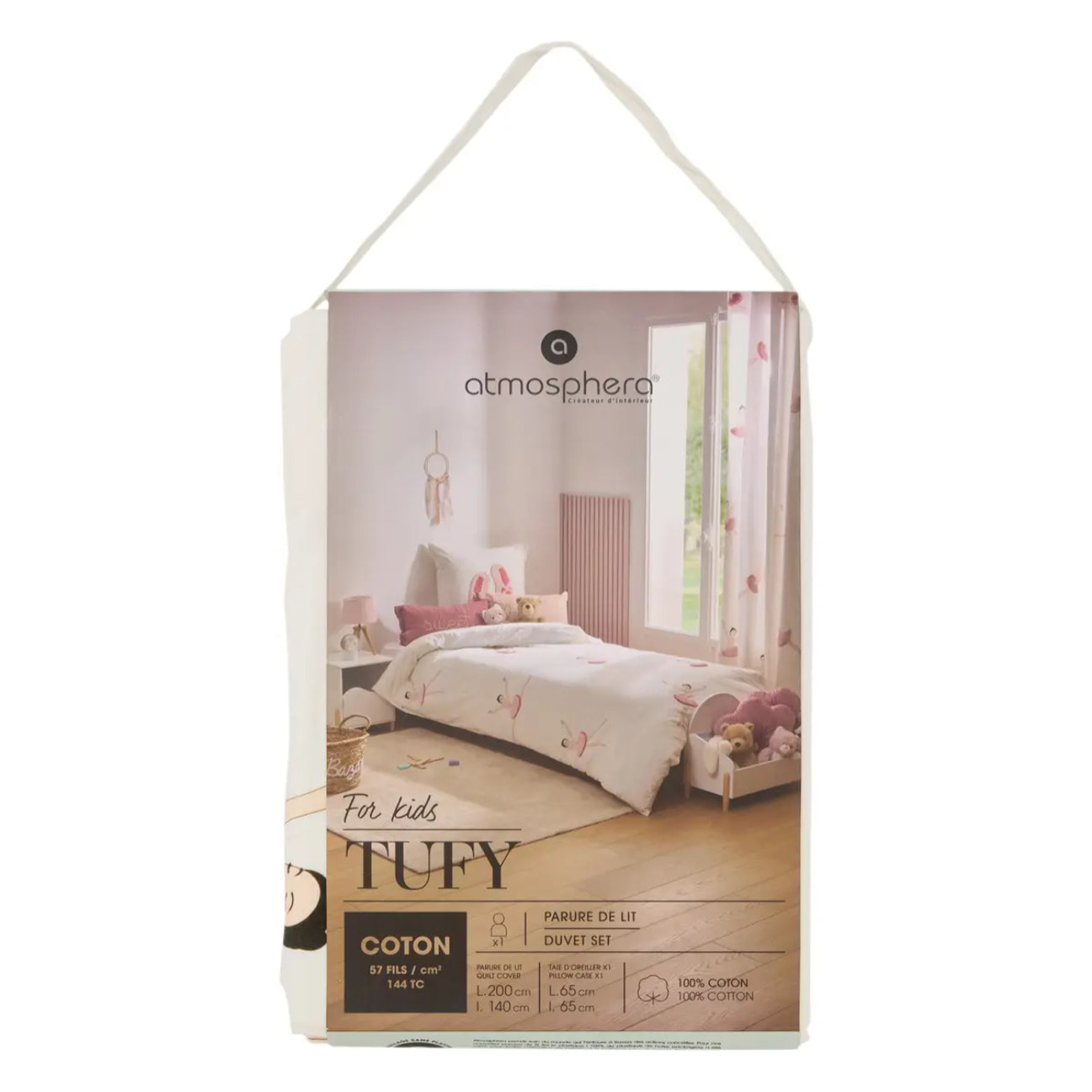 Parure de Lit Tufy 140x200 cm Blanc Imprimé Ballerine