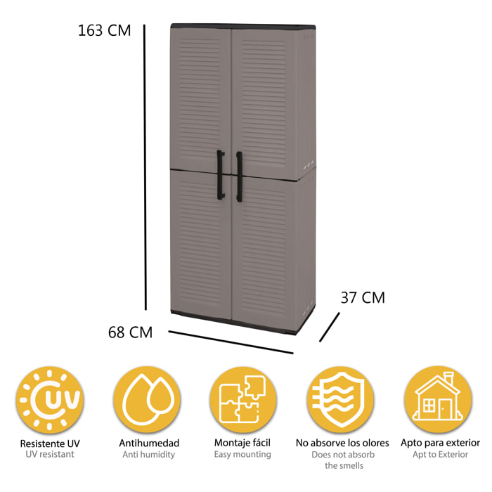 Armario exterior- interior de altura completa con estantes regulables- Artplast