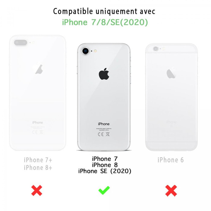 Coque iPhone 7/8/ iPhone SE 2020 effet cuir grainé noir Amour parme et fushia Design La Coque Francaise