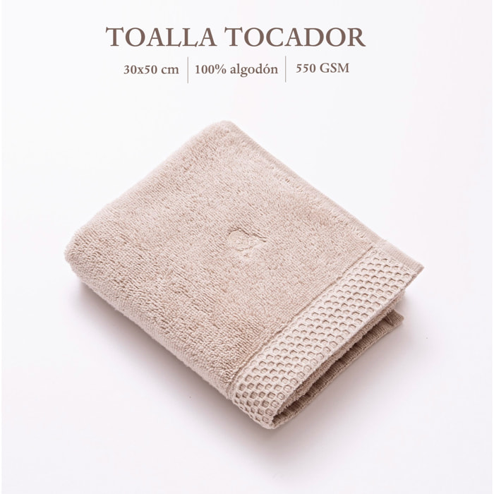 Toalla Beige 100% algodón 550gsm logo bordado scalpers home