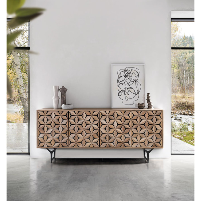 Aparador de Madera de Mango Estilo Contemporáneo Geométrico