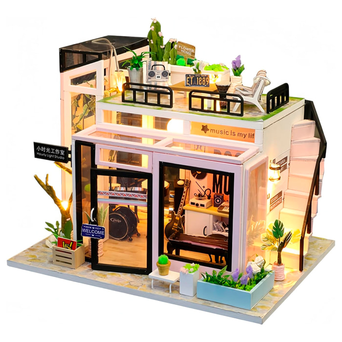 Estudio de música. Maqueta 3D realista con gran detalle y luces led.