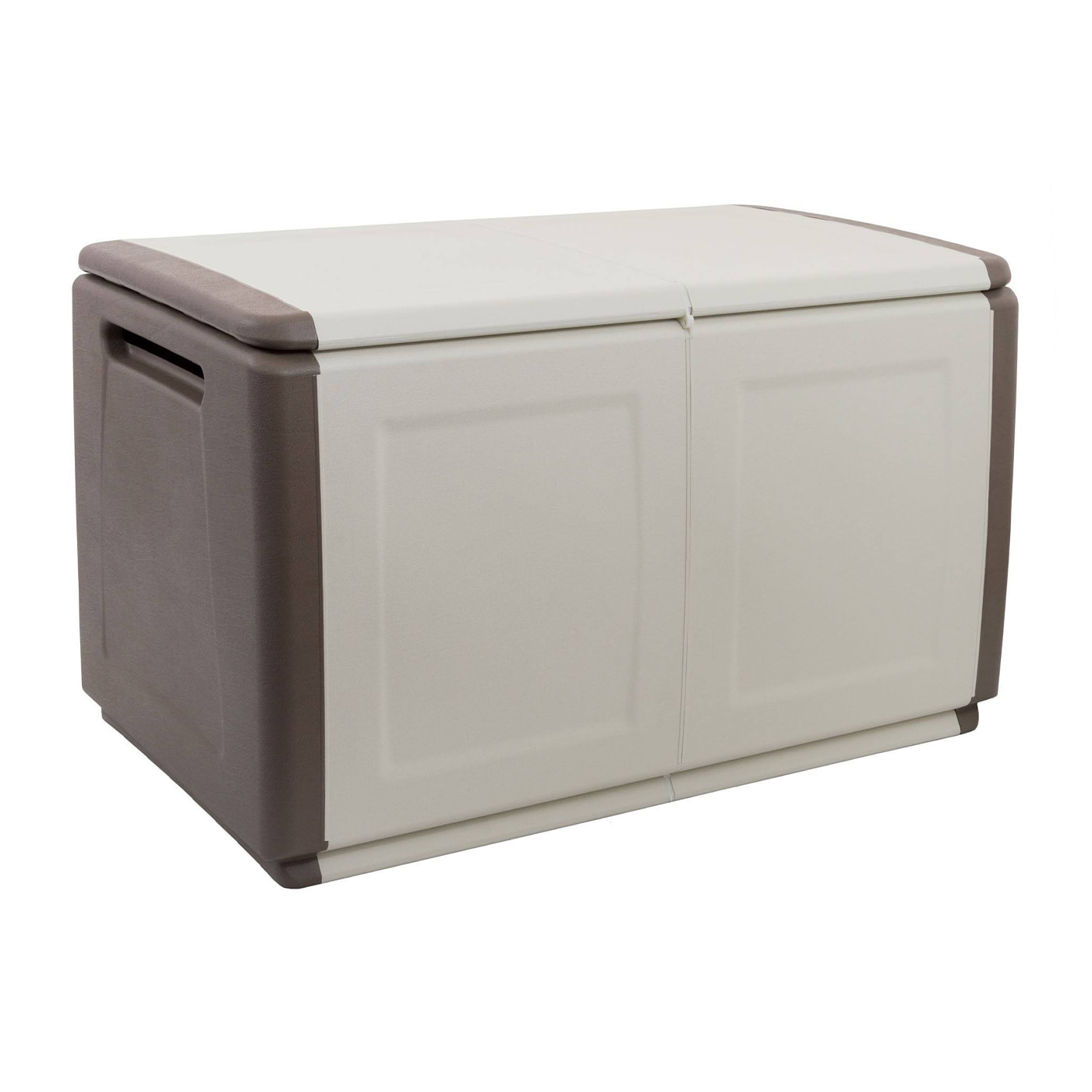 Baule Andra, Cassapanca multiuso, Baule contenitore, Box portaoggetti, 100% Made in Italy, 96x53h57 cm, Beige e Marrone