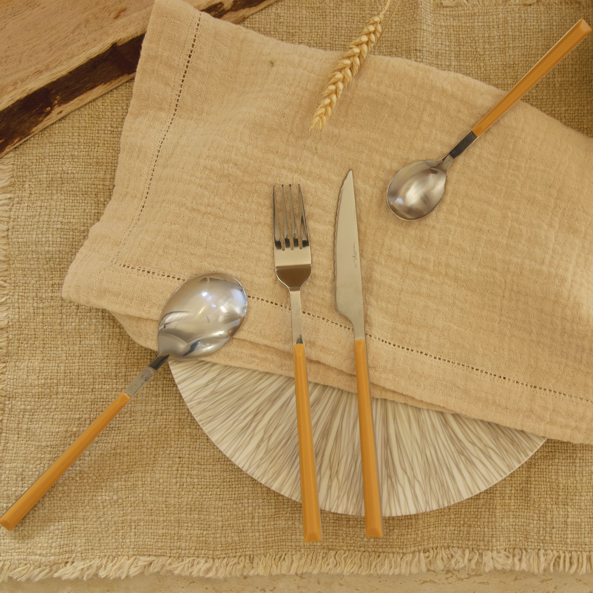 Lot de 6 cuillère à café jaunes en acier inoxydable COLORAMA