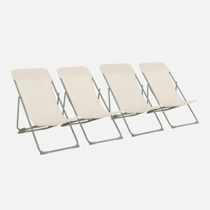 Lot de 4 chaises pliantes LIVORNO en aluminium / textilene. kaki. 83 x 88 x 95 cm