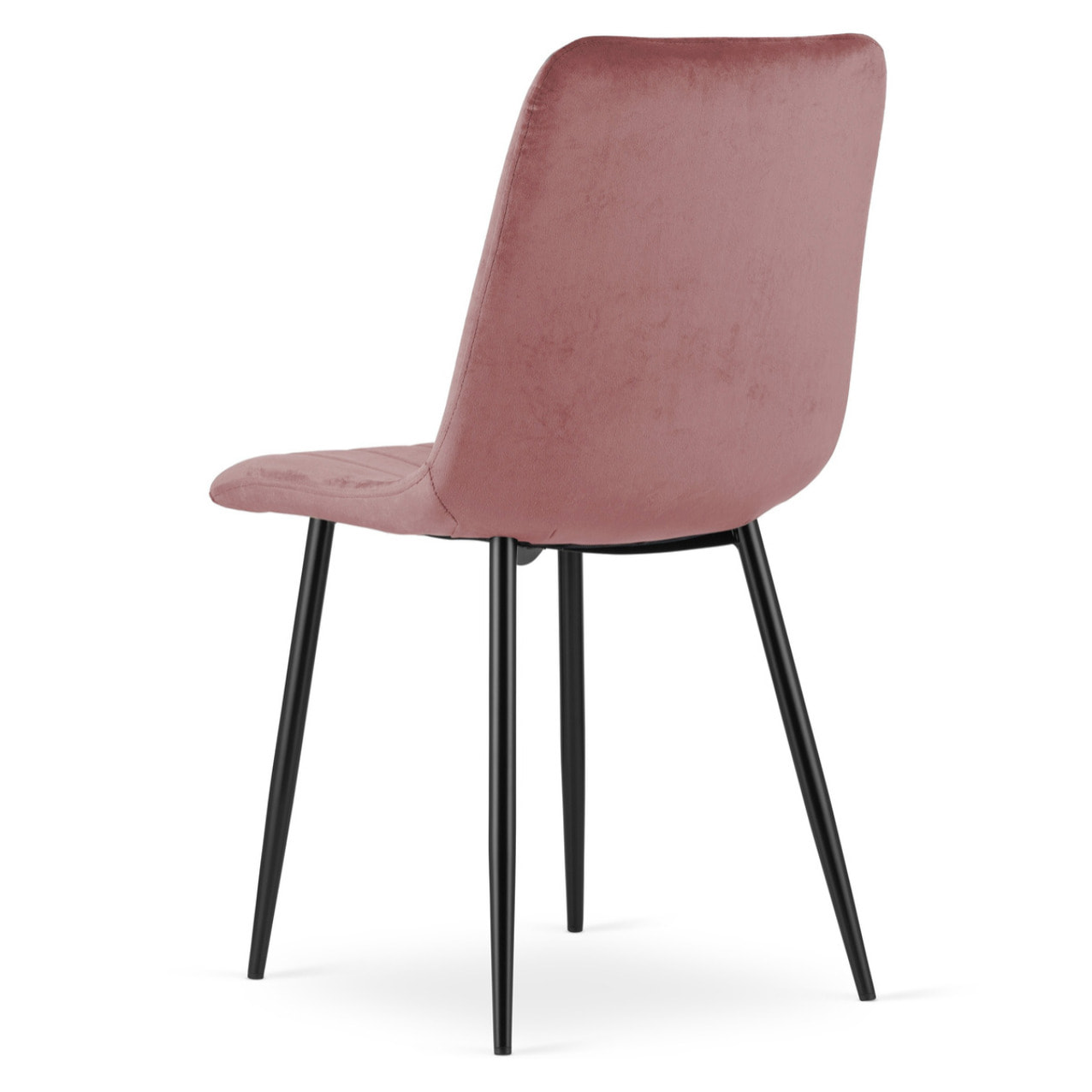 Set di 4 Sedie Lava in Velluto Rosa con Gambe Nere