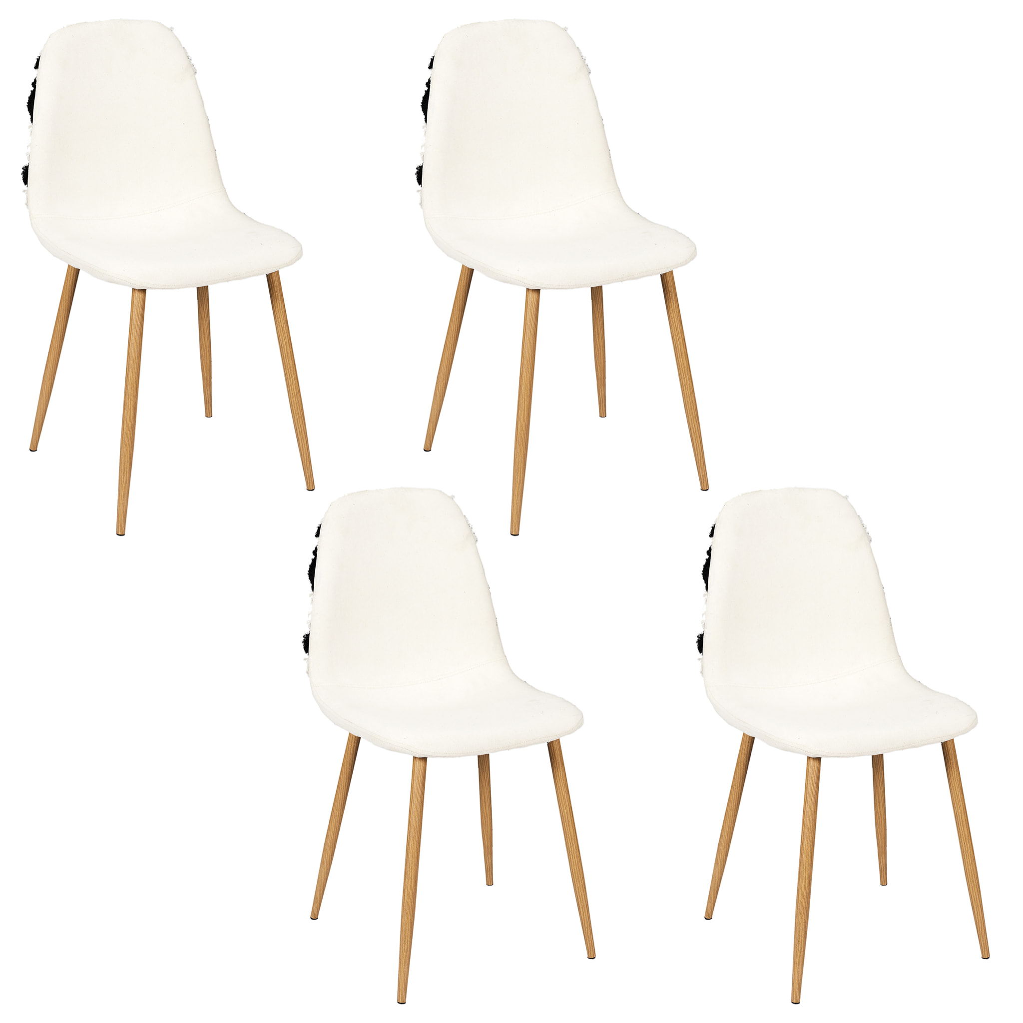 Chaise Lagos Pieds Metal Imitation Bois - Lot De 4