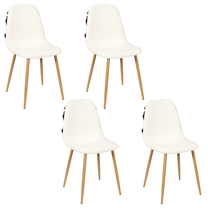 Chaise Lagos Pieds Metal Imitation Bois - Lot De 4