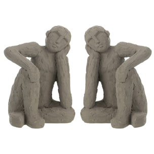 J-Line serre-livre Assis - ciment - gris - large - 2 pièces