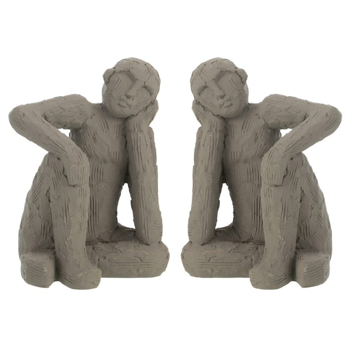 J-Line serre-livre Assis - ciment - gris - large - 2 pièces