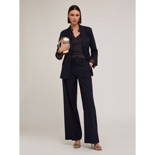 Motivi - Pantaloni palazzo fantasia gessata - Blu