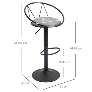 Lot de 2 tabourets de bar – Style néo-rétro – Réglables et pivotants