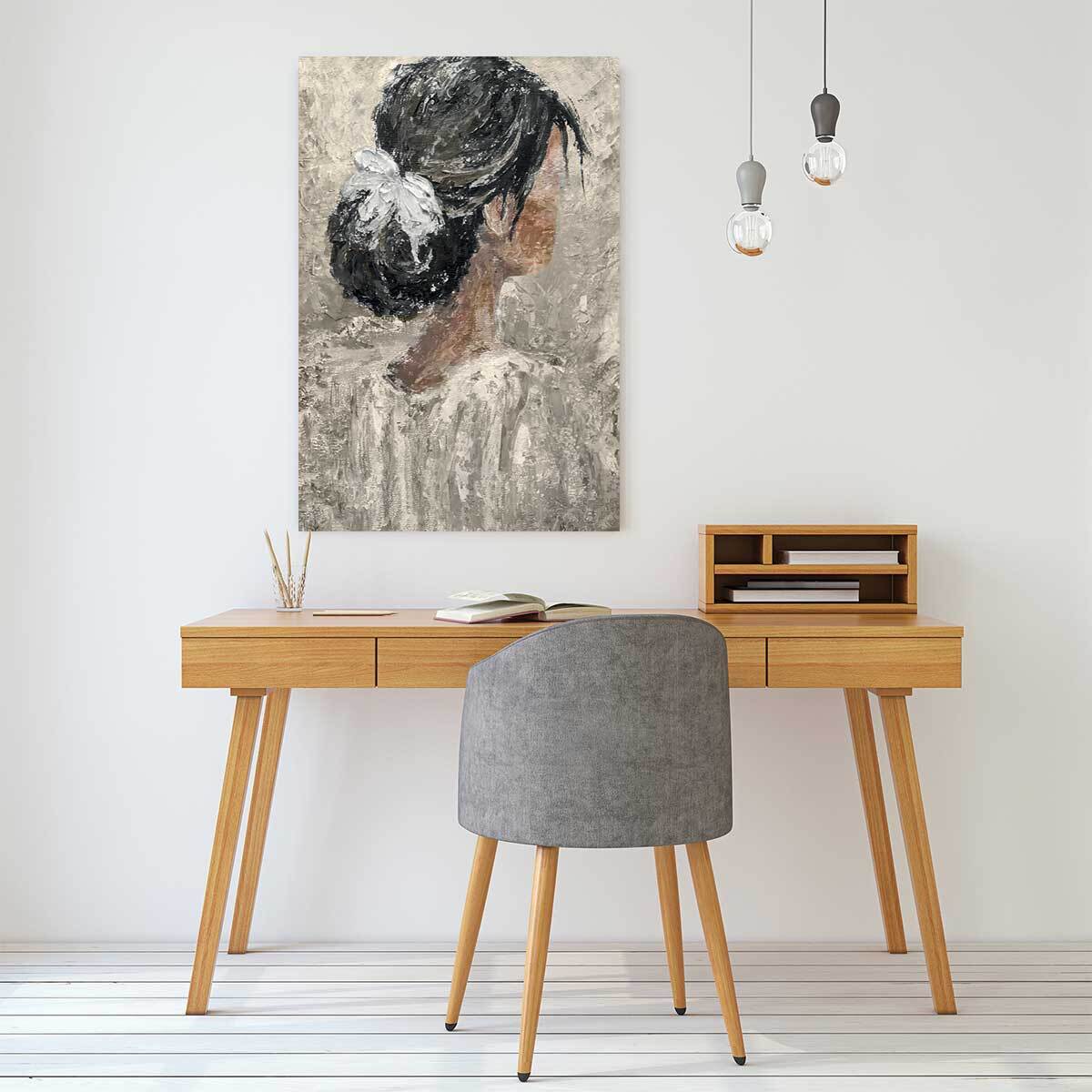 Peinture contemporaine chignon et dentelle  Toile imprimée