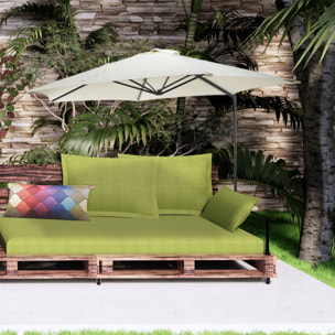 Well home - sombrilla colgante push up de ø270cm en color crema con base de acero cruzado