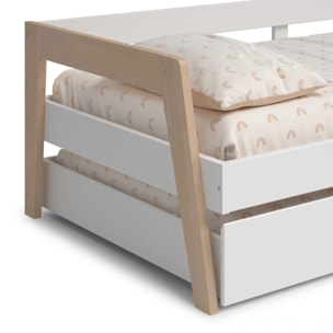 Cama doble juvenil Misty Haze Blanco - Oak Soft