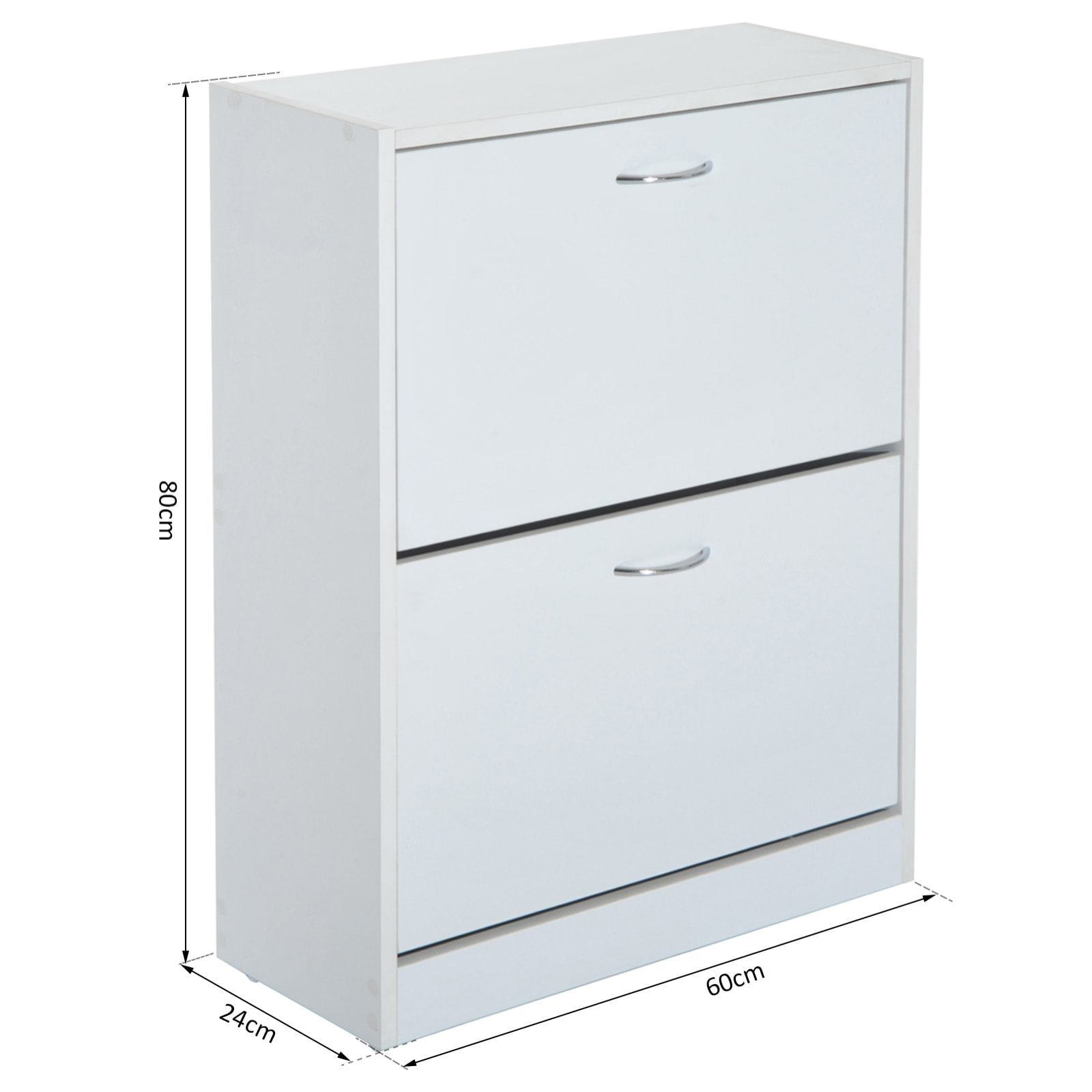 Armoire à chaussures meuble à chaussures dim. 60L x 24l x 80H cm 2 portes abattantes blanc