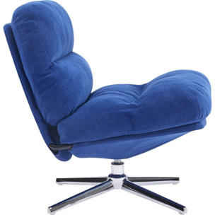 Fauteuil pivotant en velours cotelé et piètement chromé - JULIA