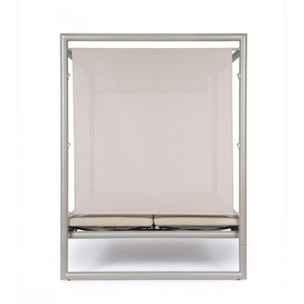 Daybed KONNOR in alluminio tortora con lettini reclinabili beige