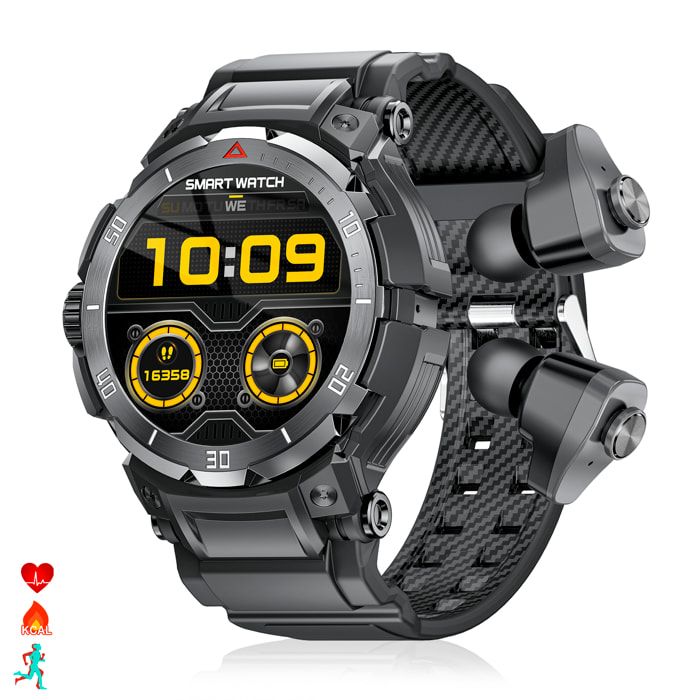 Smartwatch GT100 Pro mult sport, pressione sanguigna e O2, con auricolari TWS 5.1 integrati