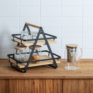 Étagère "Ordera" 2 niveaux avec anse en bambou noir