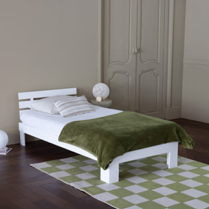 Lit en bois avec tête de lit 90x190cm blanc FINN