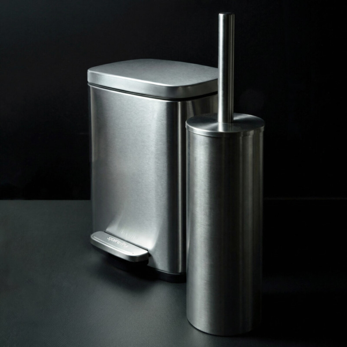 Set Poubelle à  pédale 5L & Brosse Wc AKIRA Inox Brossé Spirella