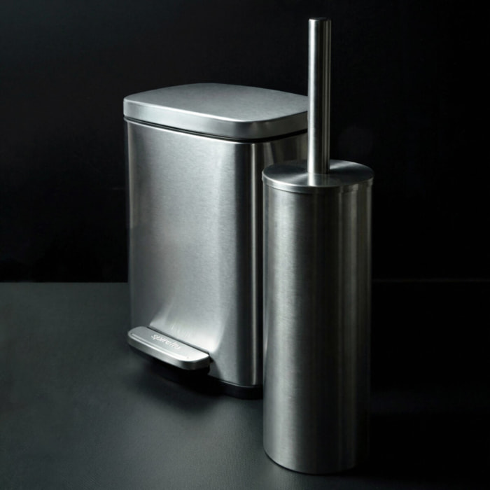 Set Poubelle à  pédale 5L & Brosse Wc AKIRA Inox Brossé Spirella
